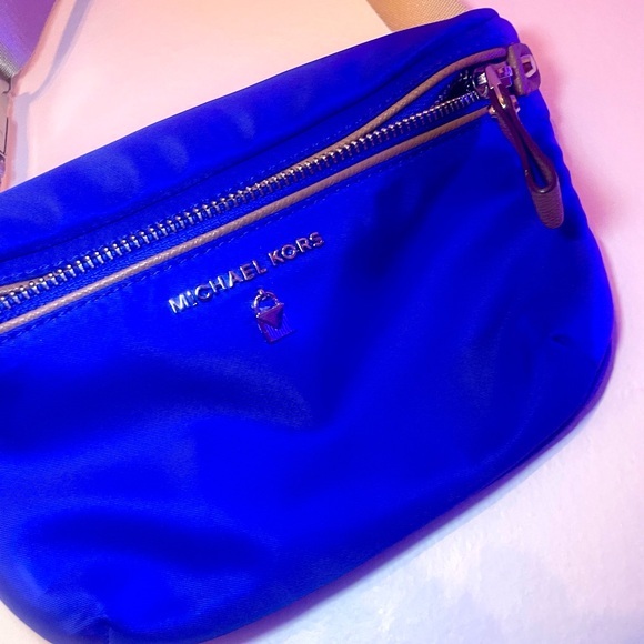Michael Kors royal Blue and gold Crossbody Bag with Gold Accents - Picture 1 of 10